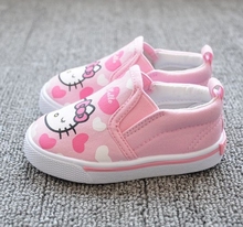 Girls Shoes 2014 New Spring Brand Canvas Shoes For Toddler Girls Hello Kitty Carton Child Kids