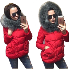 New Winter 2016 Women Jackets Cotton Full Sleeve Covered button with pocketswomen Hat with Feathers Ultra