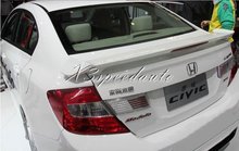 Primer Red LED ABS Spoiler Wing For Honda Civic 4dr Sedan 2012 2013 2014