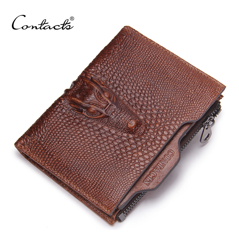 0 : Buy CONTACT&#39;S 2016 New Male Genuine Leather Wallet Coin Zipper Pocket Fashion ...