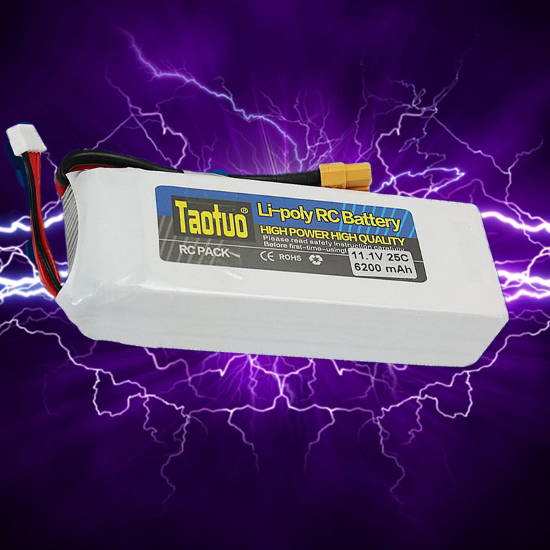 Taotuo Lipo Battery 11.1V 6200Mah 3S 25C XT60 Plug For RC Helicopter Qudcopter Multicopter Drone Airplane Bateria Lipo Durable