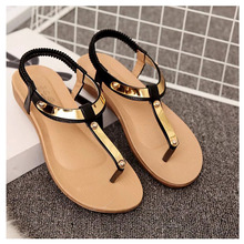 Beautiful Women Sandals 2016 Flat Sandals Women Summer Shoes Sequined Ladies Sandals Black Sandale Femme Plus Size 41 42