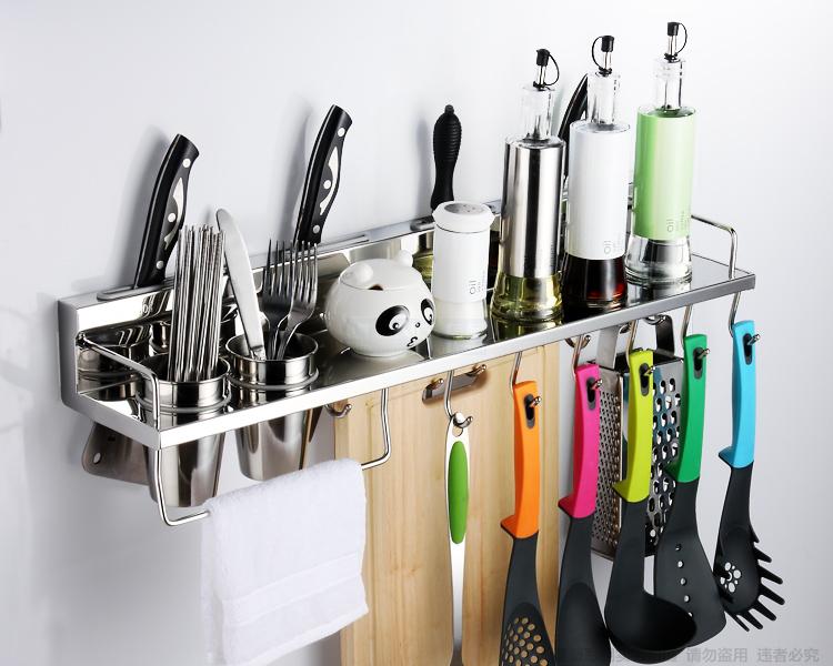 304 Stainless Steel kitchen rack, Kitchen Shelf, Cooking Utensil Tools Hook Rack, kitchen Holder & Storage 80cm M-005