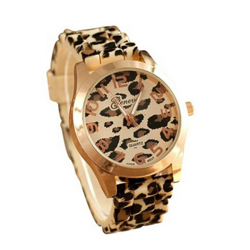 Superior Fashion Silicone Leopard Jelly Gel Quartz Analog Wrist Watch for Men and Women July10