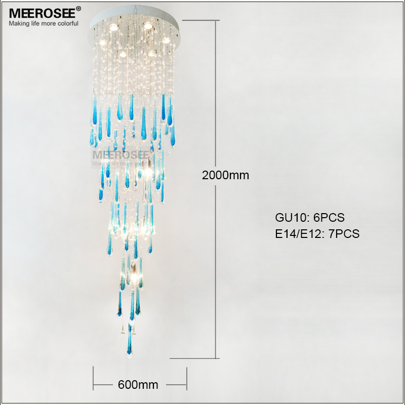 2214-D600 modern blue crystal chandelier light fixture lamp stair  lighting  (3)