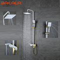 2017 High Quality Solid Brass Luxury Rainfall white paint Shower Bath Set Faucets Wall Mounted Shower