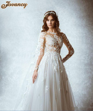 Zuhair Murad Generous See Through Lace High Neck Court Train Wedding Bridal Dresses With Long Sleeve
