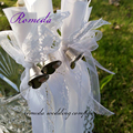 hot selling New Arrived white lace white stain ribbon wands with sliver speaker shape bells