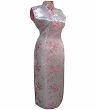 Light Pink Women’s Satin Polyester Cheongsam Sexy Dripping Qipao Top Prom Dress Button Clothing Size S M L XL XXL XXXL L06-C