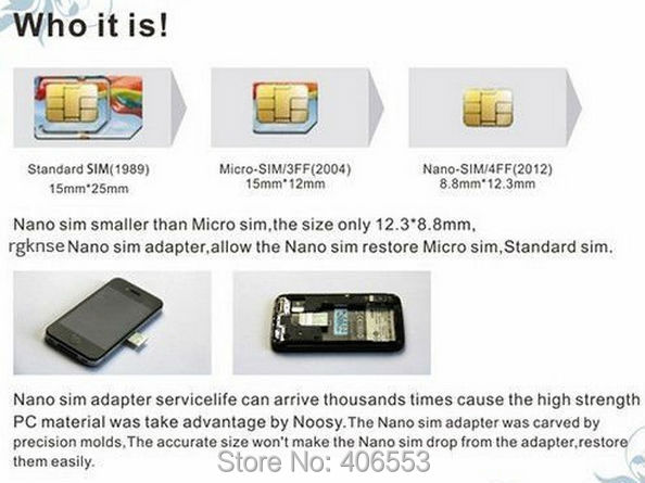    4  1 Nano SIM   + - SIM +     Iphone 4  / 5  / 6    