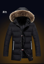 New 2015 Men Winter Jacket, US Fashion Brand EA7 Fur Collar Winter Men’s Cotton Coats, Long Solid Strip Hooded Male Hooded Parka