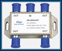 SB-2004AMP all ports single way passing current,10PCS/Lot 4-way SAT signal amplifier splitter, Free Shipping