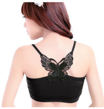 2016 women fashion lace sling underwear Bow Sports wrapped chest Anti emptied lady bra bamboo fiber material Safety low cut bras