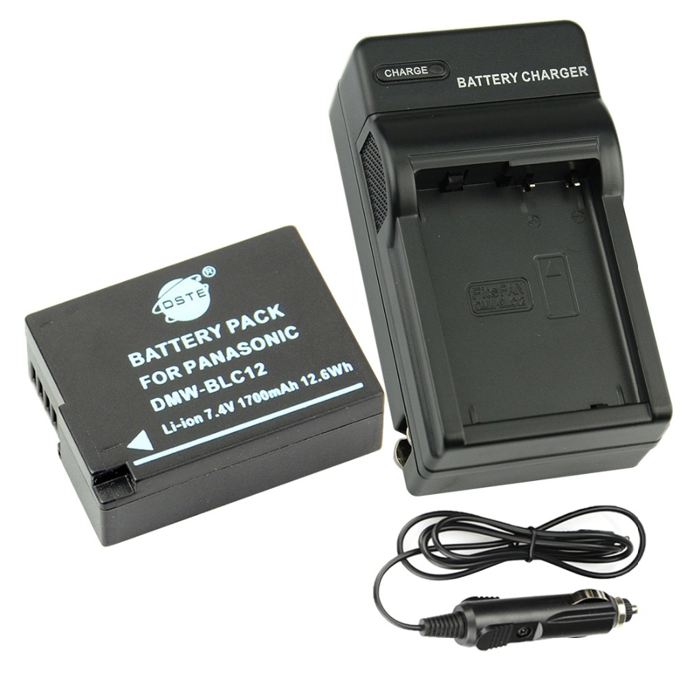 DSTE 1700 mAh DMW-BLC12 Rechargeable Li-ion Battery + Charger For Panasonic DMC-GH2 DMC-GH2GK DMC-V-LUX4 Camera