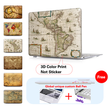 Old World Map Laptop Computer Bag For Apple Mac Macbook Pro 15 For Macbook 12 Inch Case + Silicone Keyboard Cover A1466