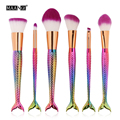 6Pcs Mermaid Makeup Brush set for Foundation Liquid Powder Eyeshadow Eyeliner Lip Concealer Blending Brush Beauty