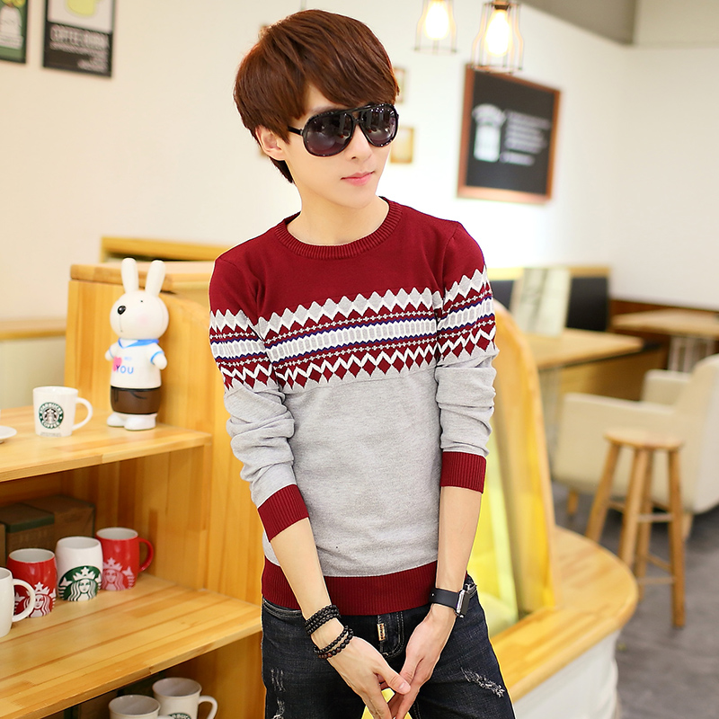 Free shipping 2015 autumn and winter men cotton long sleeved round neck sweater brand men s