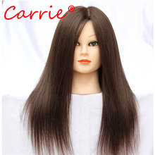 Hot Sale Training Mannequin Head With Hair 18 Inch Natural Brown Cosmetology Hairdressing Doll Manikin Heads Hairstyles