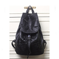 Korean Style Trendy Soft Leather Backpack Women Fashion New Travel Bag Solid Color Drawstring Flap High
