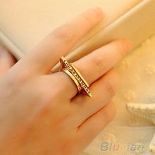 Fashion Women s Cute Golden Triangle Square Circle Combination Ring Set Rings for women 2KB2