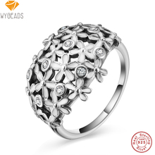100% 925 Sterling Silver Daisy Bouquet Rings With Cubic Zircon For Ladies Feminine Ring Finger Well-known Unique Jewellery Making