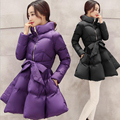 2016 New Fashion Winter Temperament Solid Color Stand Neck Full Sleeve Slim Coat Down Cotton Women