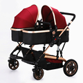 2016 Hot Twin Baby Stroller Widen Seat Pushchairs High Landscape Folding Twin Stroller Sunshade Shockproof Baby