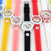1 unid regalo Hello Kitty navidad niños niñas moda Casual niños de la historieta relojes de cuarzo