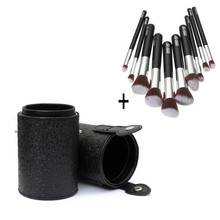 Pro 10Pcs Makeup Brush Sets Soft Synthetic Hair And 1Pc Portable Empty PU Make Up Storage