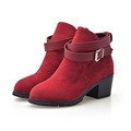 New Fashion Autumn Winter Ankle Boots Women Buckle High Heels Ankle Boots for Women Add Fur