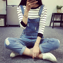 2016 Fashion Korean New Women Jumpsuit Denim Overalls Casual Skinny Girls Pants Jeans Cheap Girls overalls Pants
