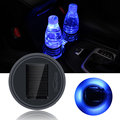2Pcs Universal Car Styling Waterproof Cup Drinks Mat LED Light Solar Power USB Charging Car Interior