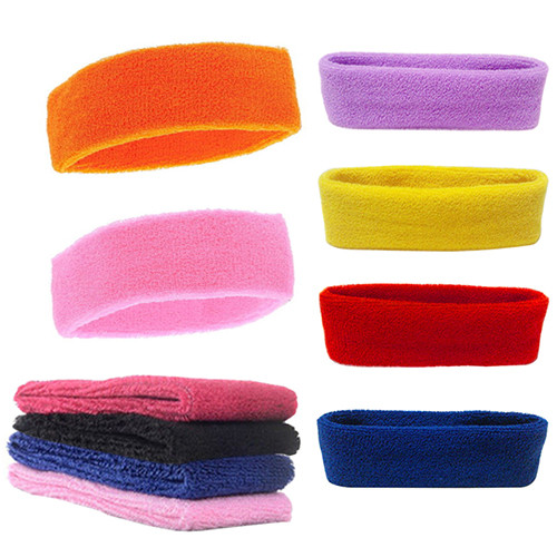 Description Picture 5 of item1Pc Women/Men Cotton Sweatband Headband Sport Yoga Gym Running Stretch Hair Head Band Cycling Wide Head Prevent Sweat Band