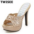 summer pumps extrem high heels 12 cm ladies women high heels shoes pu leather Crystal Beautiful