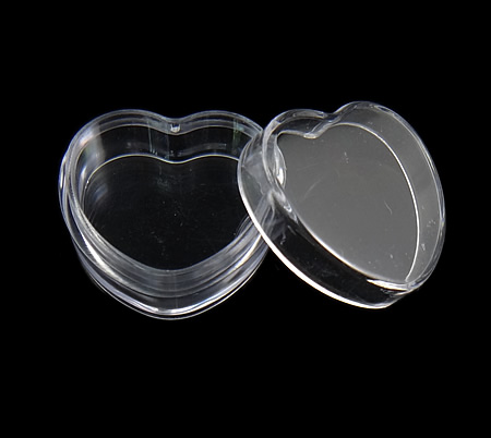 Jewelry Container  translucent Acrylic Heart Shape Cosmetic Storage Organizer Jewelry Diy beads beading Container Display Box