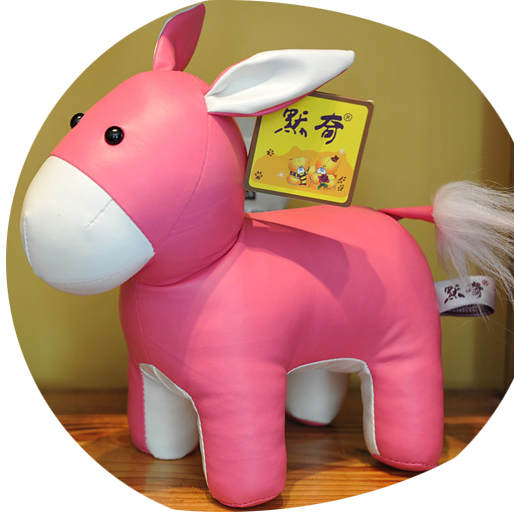Best Quality PU Leather Pink Stuffed Donkey Toy Cute New Year Birthday