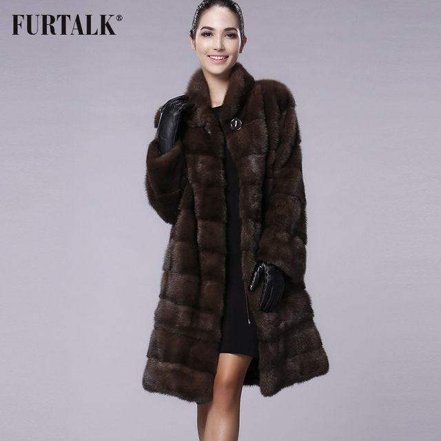 FURTALK High quality Real Natural Mink Fur Coat Women Winter Long Mink Fur Coat Fur Jacket