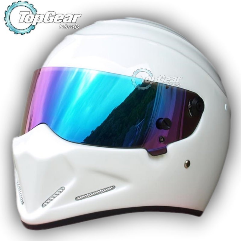 For Topgear The STIG Helmet TG Fans\'s Collectable Like as SIMPSOM Pig White Motorcycle Helmet with Colorful Visor (2)