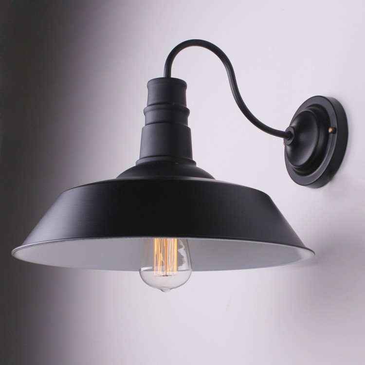 Aliexpress.com : Buy RH Loft Vintage Metal Coffee Bar Wall Lights Black Metal Hat White Inside ...