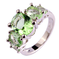 Fashion Jewelry Fancy Art Deco Light Green Amethyst 925 Silver Ring Size 6 7 8 9 10 11 12 13 Women Rings Wholesale Free Ship