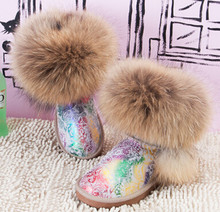 Muleshoe cattle fur one piece oversized fox fur snow boots knee-high cow muscle boots outsole
