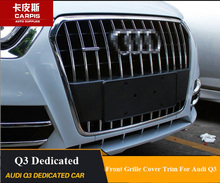 ABS Chrome Car Front Grille Cover Trims Car Front Grille Racing Cover Decoration Trims For Audi Q3 2013 2014 2015 Car styling