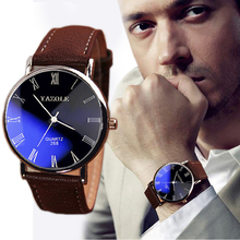 Brand New Brown Luxury Fashion Faux Leather Mens Quartz Analog Watch Casual Male Business Watches Top Quality