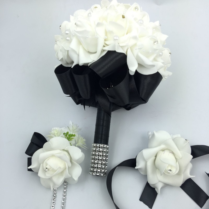 Online Buy Wholesale black rose wedding bouquet from China black rose
