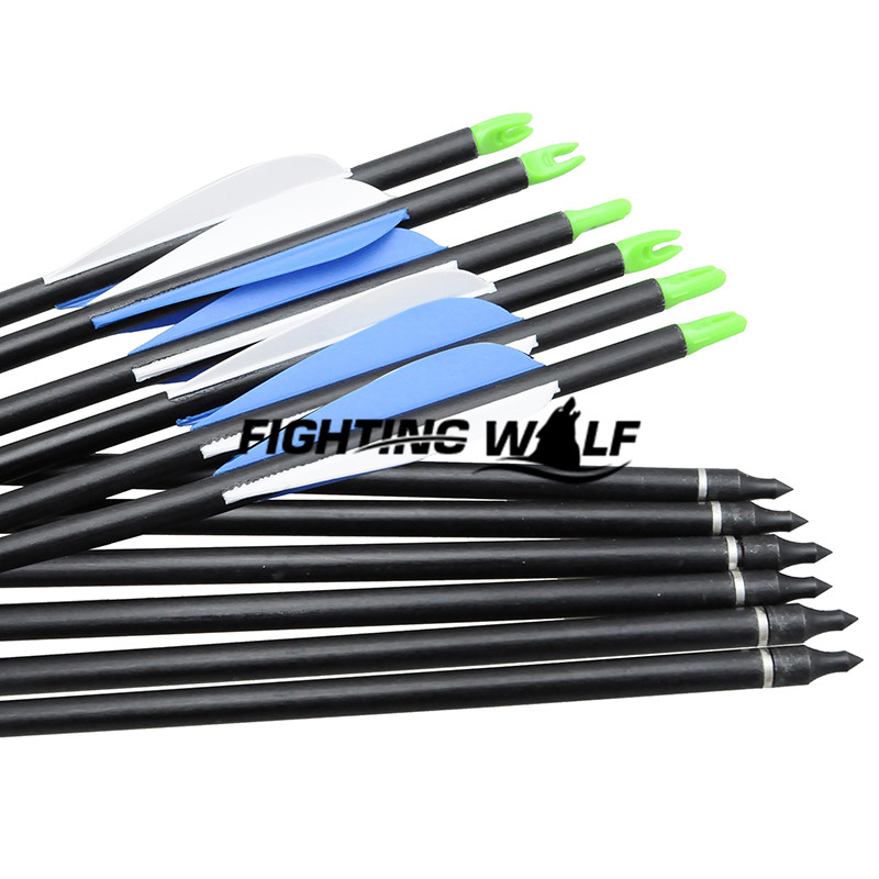 12pcs 31 Inch 80cm Spine 500 Blue White Target Practice Steel Point Archery Fiberglass Arrows for