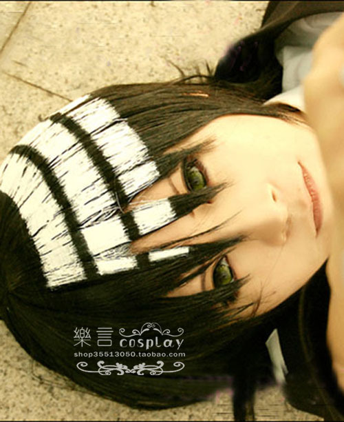 DEATH THE KID SOUL EATER font b Chequered b font With Black and White Cos Wig
