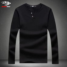 2016 Men T shirt Summer Fashion T-shirt Long Sleeve Solid Top 5 Colors 5 Sizes decorative buttons solid color male T-Shirts 5XL