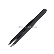 Professional Black High Quality Stainless Steel Slanted Tip Eyebrow Tweezer Hair Removal Makeup Clip Tool