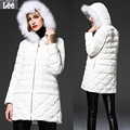 Europe Time limited Polyester 2016 New Lace Stitching Raccoon Collar Free Shipping Straight Hooded Jacket Girls