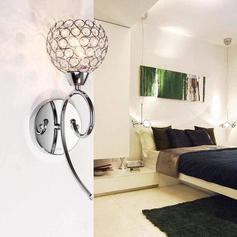 Фотография Ecobrt-Crystal Wall Lamp Lamps Lights for Home Arandela new Arrival Modern Indoor Bedroom Lighting Using E14 Bulb